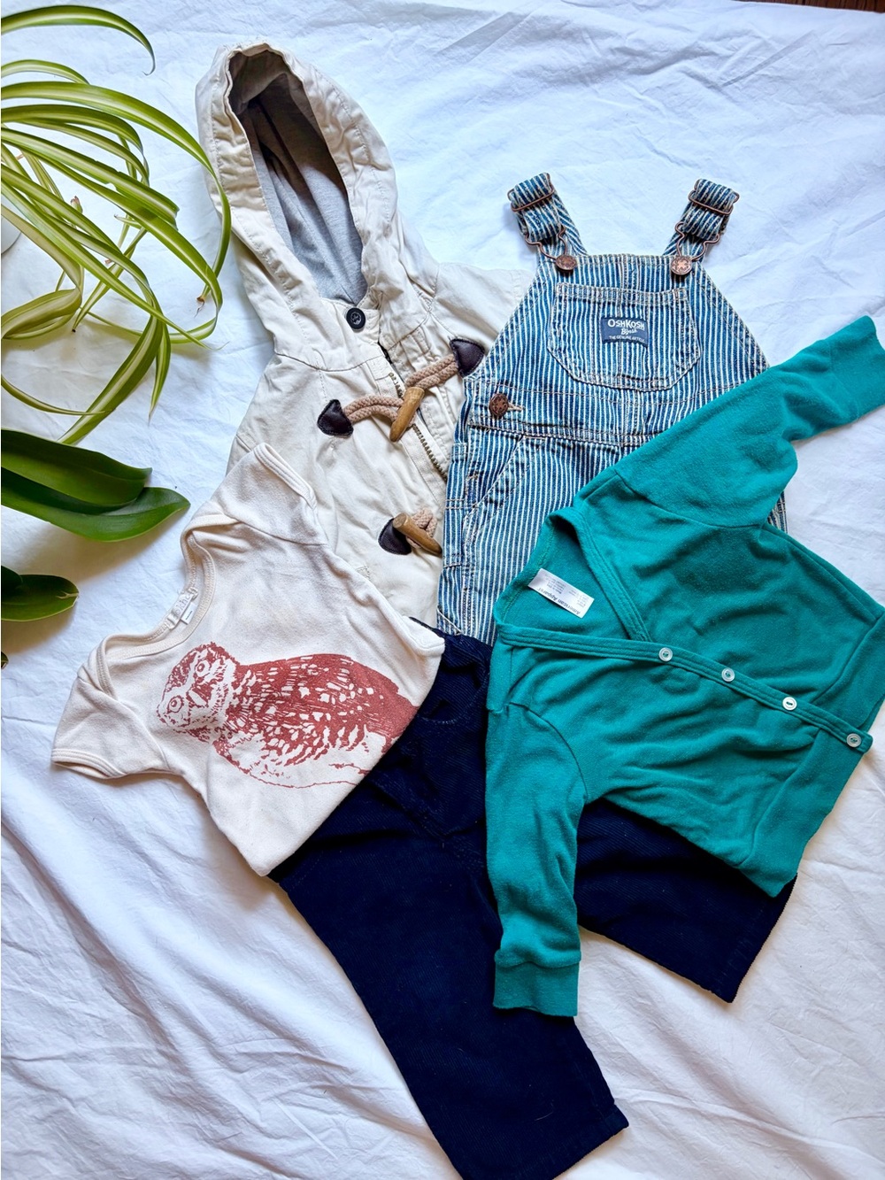 American Apparel Cardigan & Shirt Oshkosh Overalls Zara Jacket